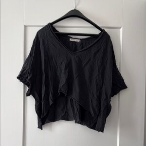 We The Free Black Draped V-Neck Crop Top